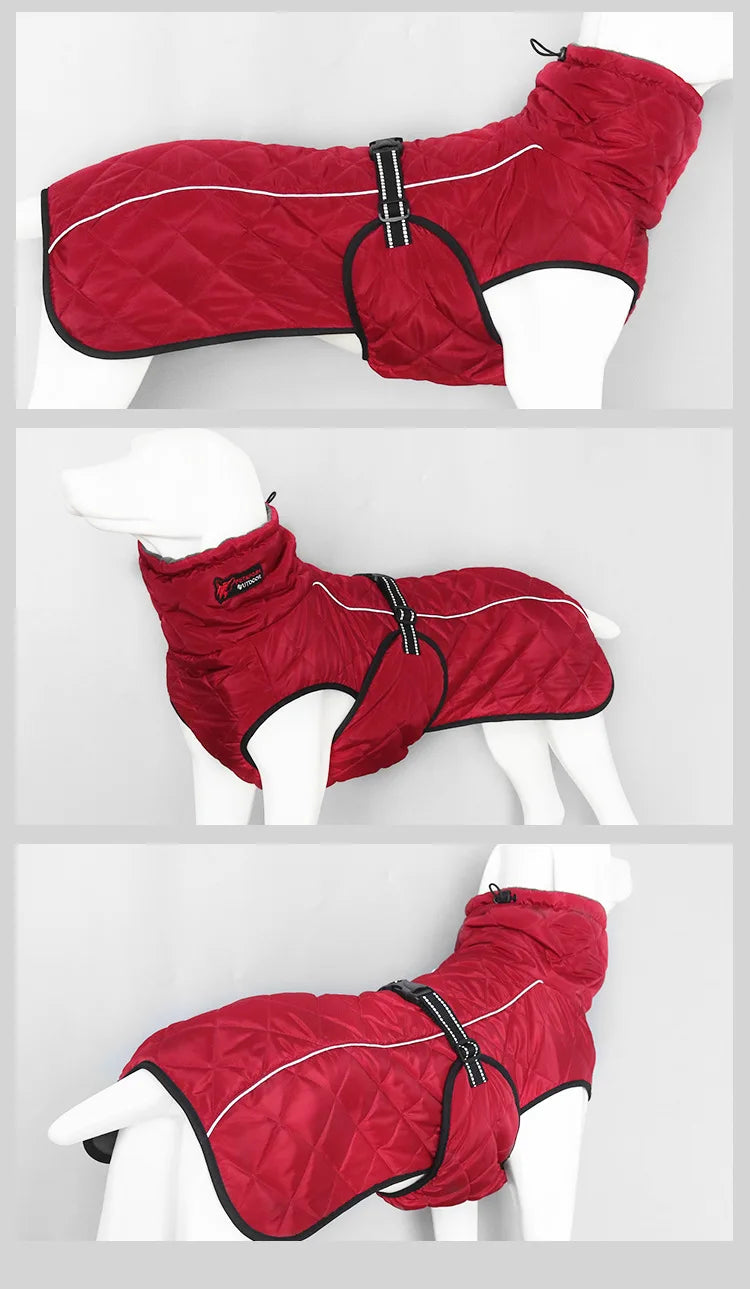 Waterproof Reflective Dog Coat – Cotton Lined Large Winter Jacket
