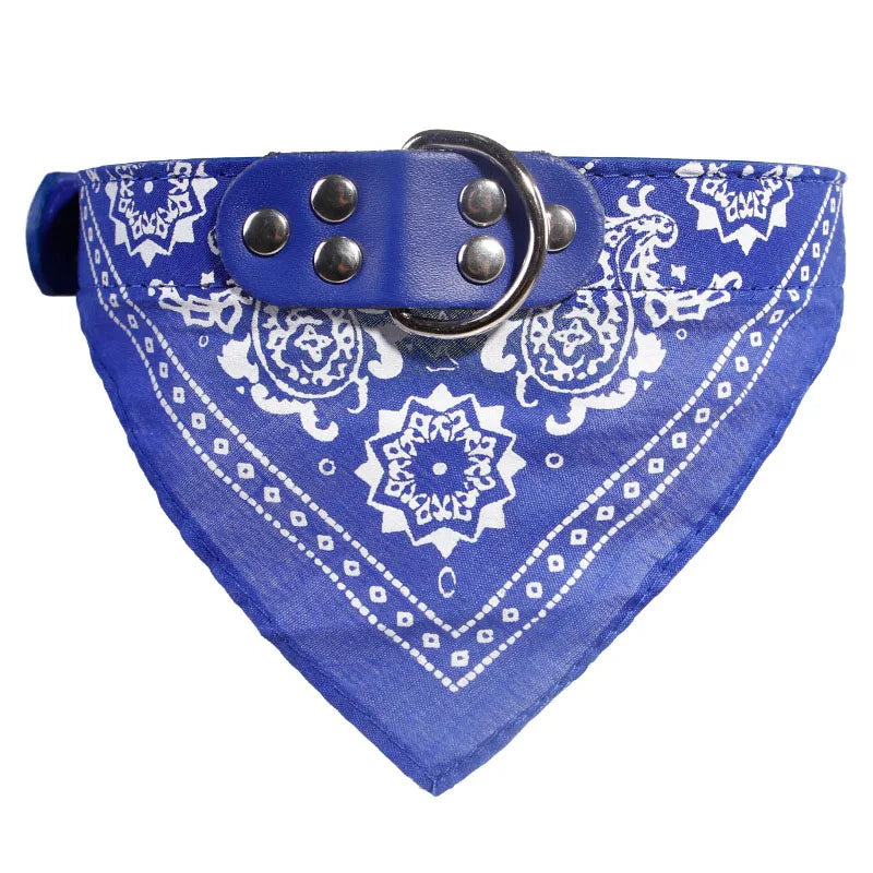 NONECN Dog Bandana Collar – Adjustable PU Leather Bib with Paisley