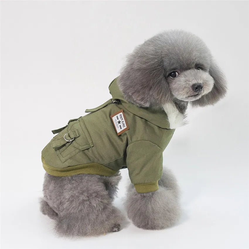 Brother Dog Cotton Winter Hooded Jacket – Warm Coat for Small Dogs