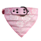 NONECN Dog Bandana Collar – Adjustable PU Leather Bib with Paisley