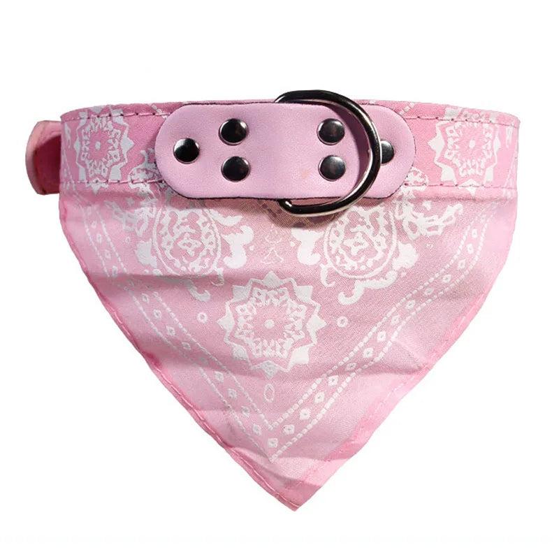 NONECN Dog Bandana Collar – Adjustable PU Leather Bib with Paisley