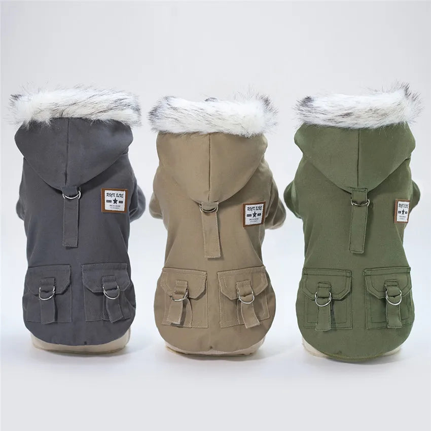 Brother Dog Cotton Winter Hooded Jacket – Warm Coat for Small Dogs