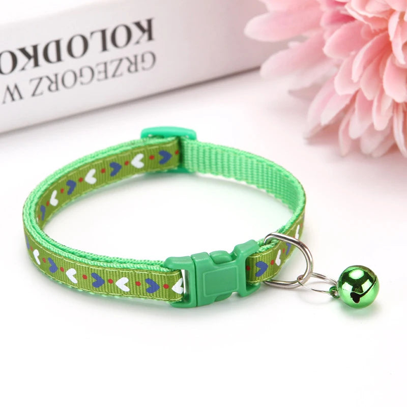 Adjustable Nylon Pet Collar with Bell – 19–32 cm Quick-Release Safety Collar for Dogs