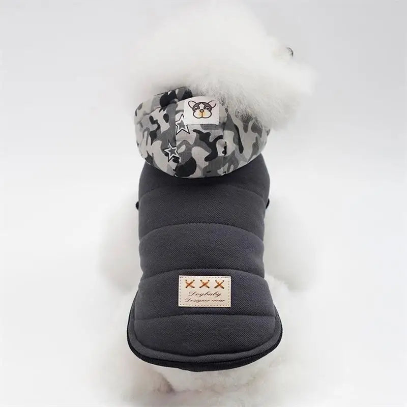 Brother Dog Cotton Winter Hooded Jacket – Warm Coat for Small Dogs
