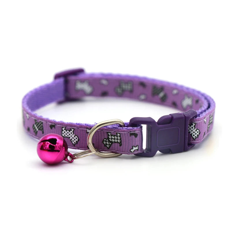 Adjustable Nylon Pet Collar with Bell – 19–32 cm Quick-Release Safety Collar for Dogs