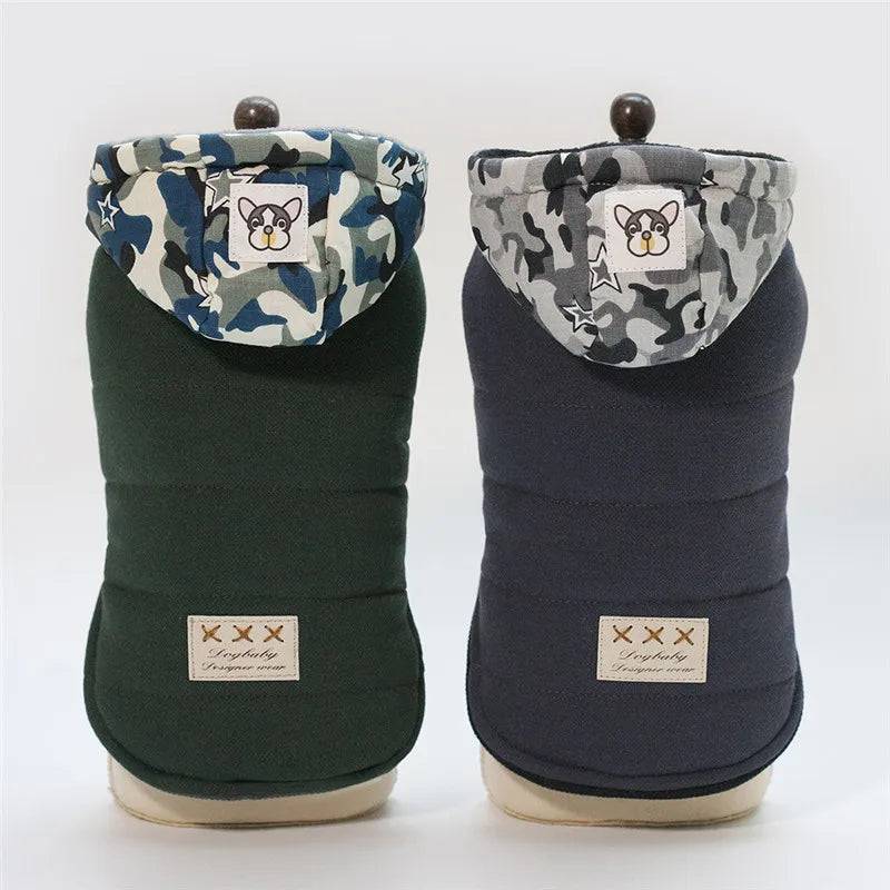 Brother Dog Cotton Winter Hooded Jacket – Warm Coat for Small Dogs