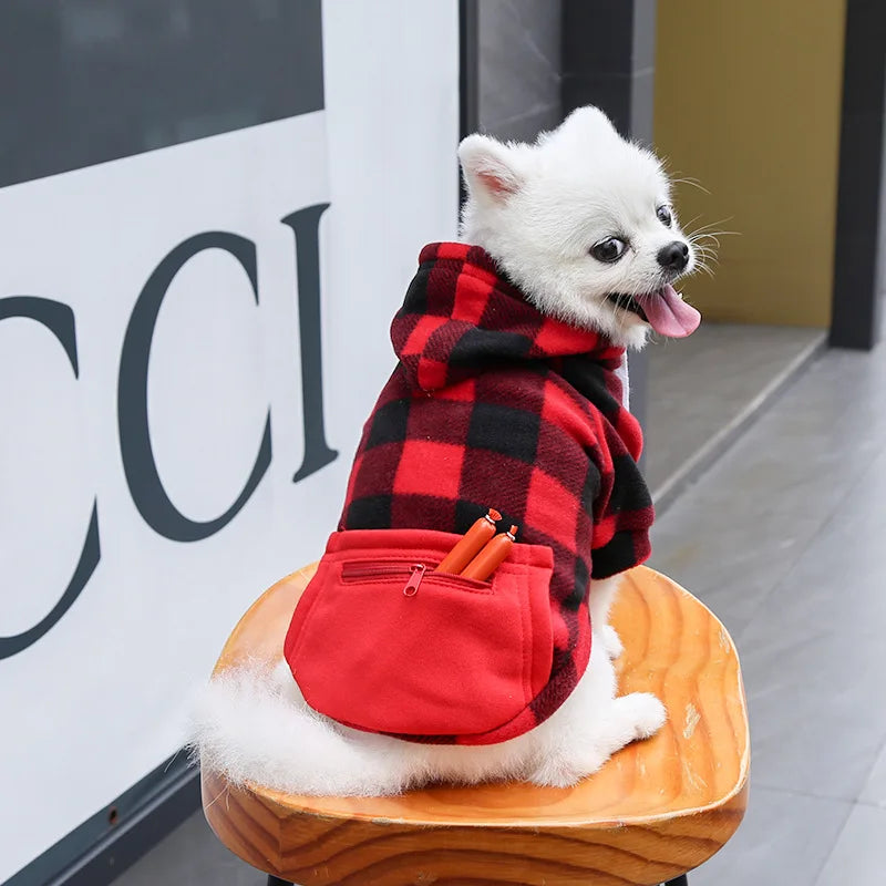 Reversible Plaid Dog Winter Coat – Fleece Lined Warm Jacket