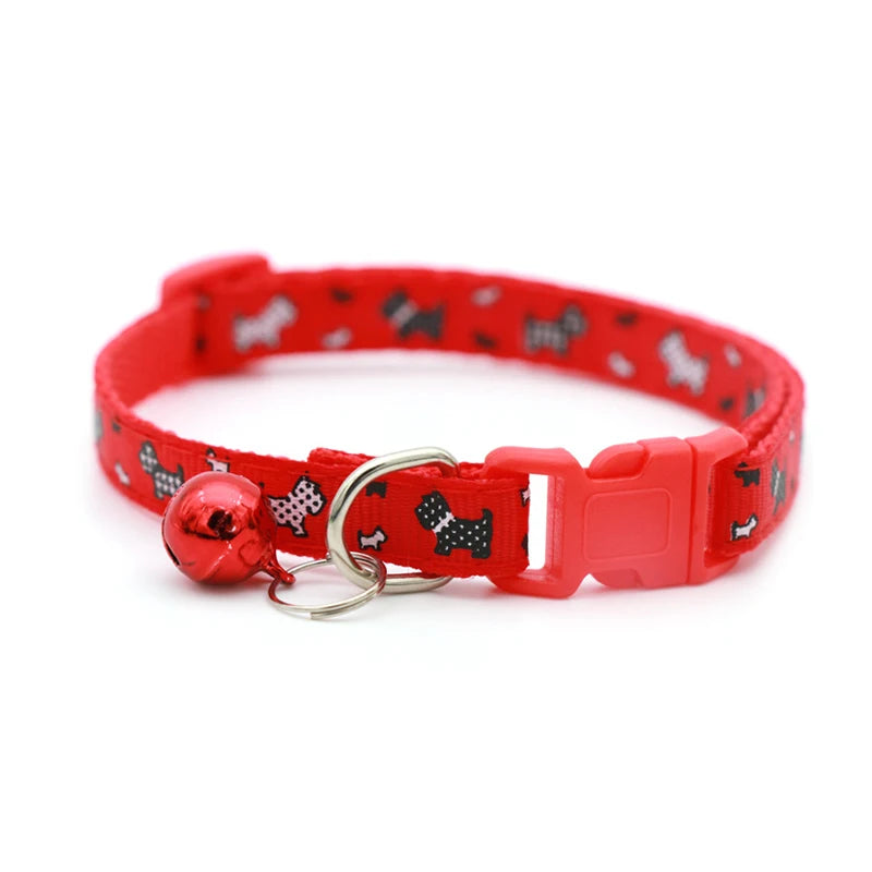 Adjustable Nylon Pet Collar with Bell – 19–32 cm Quick-Release Safety Collar for Dogs