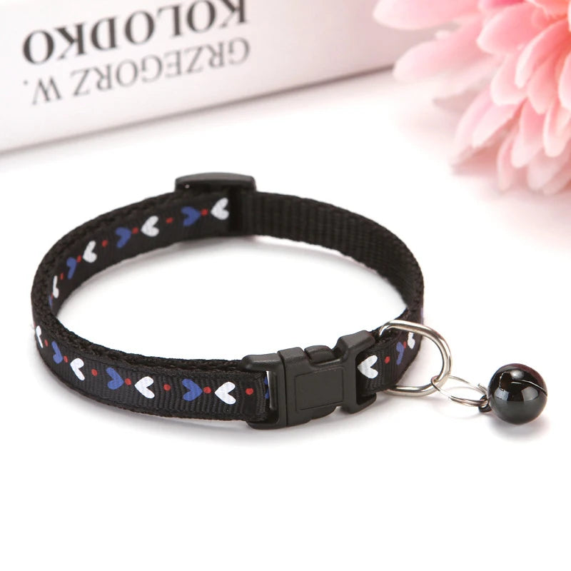 Adjustable Nylon Pet Collar with Bell – 19–32 cm Quick-Release Safety Collar for Dogs