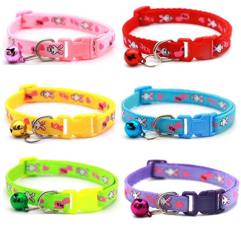 Adjustable Nylon Pet Collar with Bell – 19–32 cm Quick-Release Safety Collar for Dogs