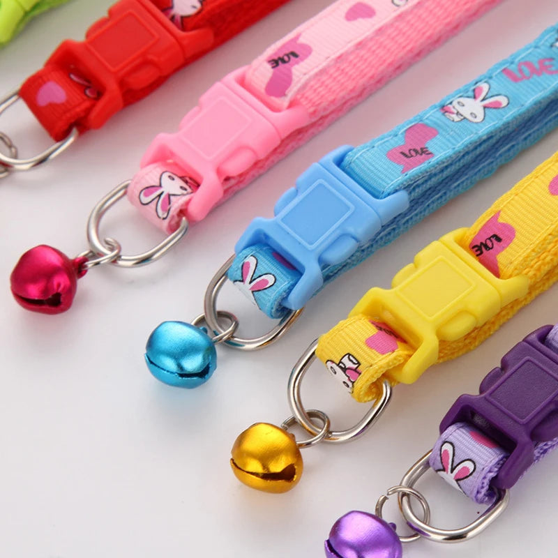 Adjustable Nylon Pet Collar with Bell – 19–32 cm Quick-Release Safety Collar for Dogs