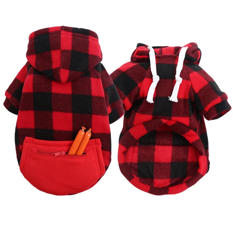 Reversible Plaid Dog Winter Coat – Fleece Lined Warm Jacket