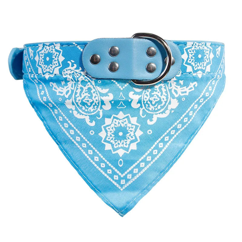 NONECN Dog Bandana Collar – Adjustable PU Leather Bib with Paisley
