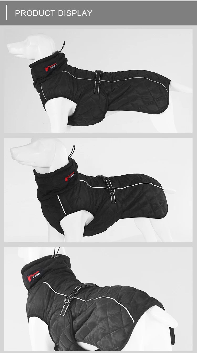 Waterproof Reflective Dog Coat – Cotton Lined Large Winter Jacket