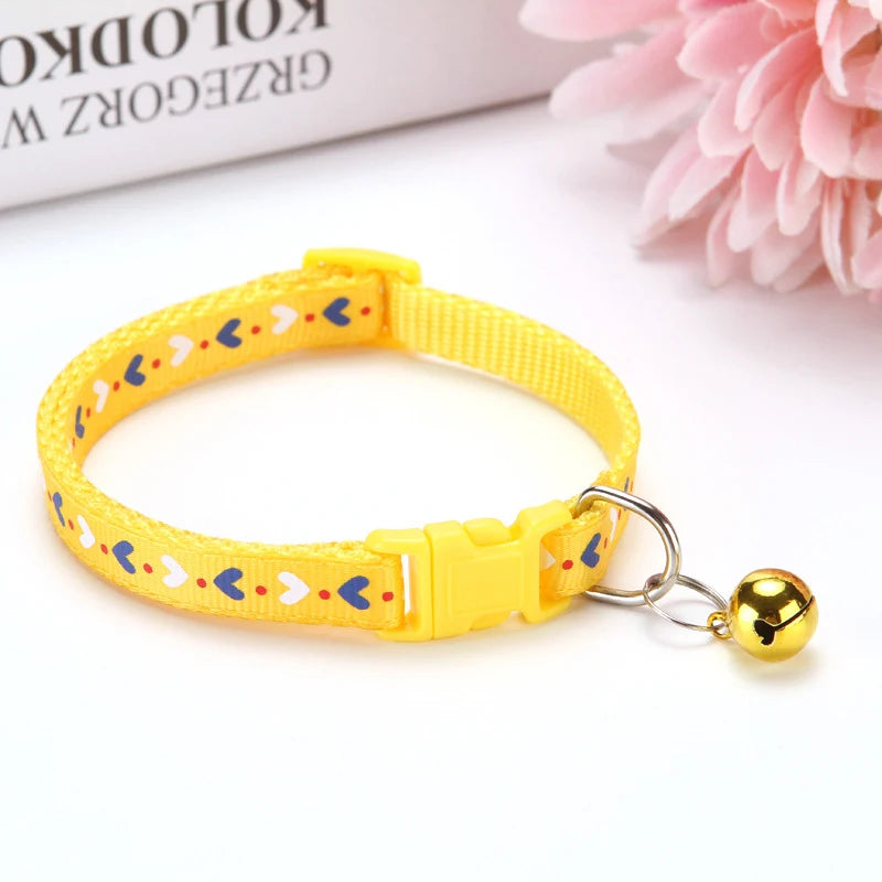 Adjustable Nylon Pet Collar with Bell – 19–32 cm Quick-Release Safety Collar for Dogs