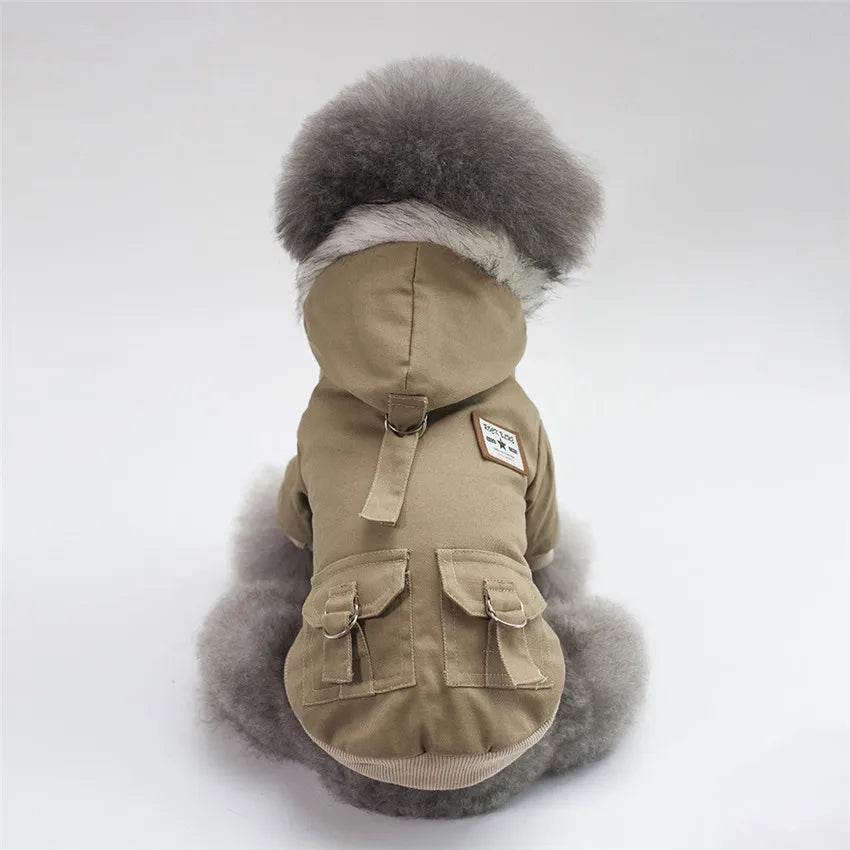 Brother Dog Cotton Winter Hooded Jacket – Warm Coat for Small Dogs