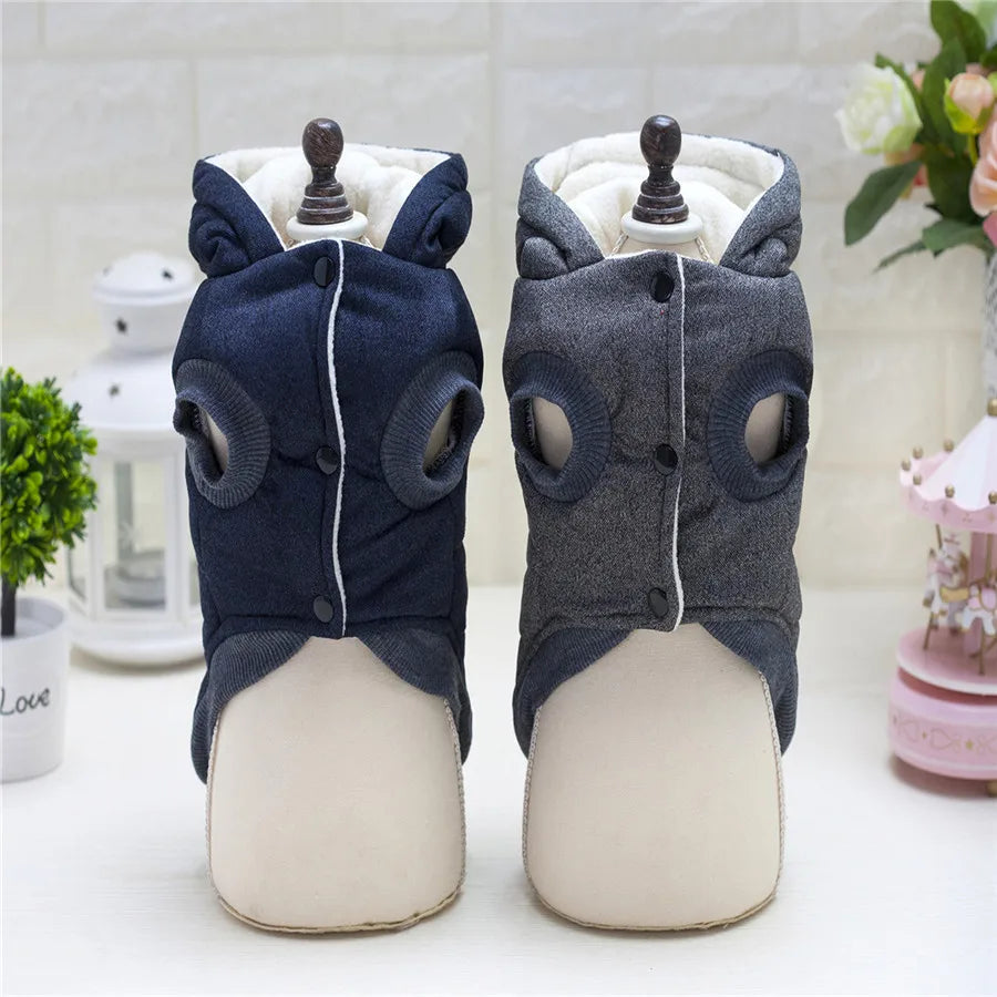 Brother Dog Cotton Winter Hooded Jacket – Warm Coat for Small Dogs