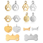 Paw Print & Bone Charm Pendants – Stainless Steel DIY Set (5 Pcs Gold)