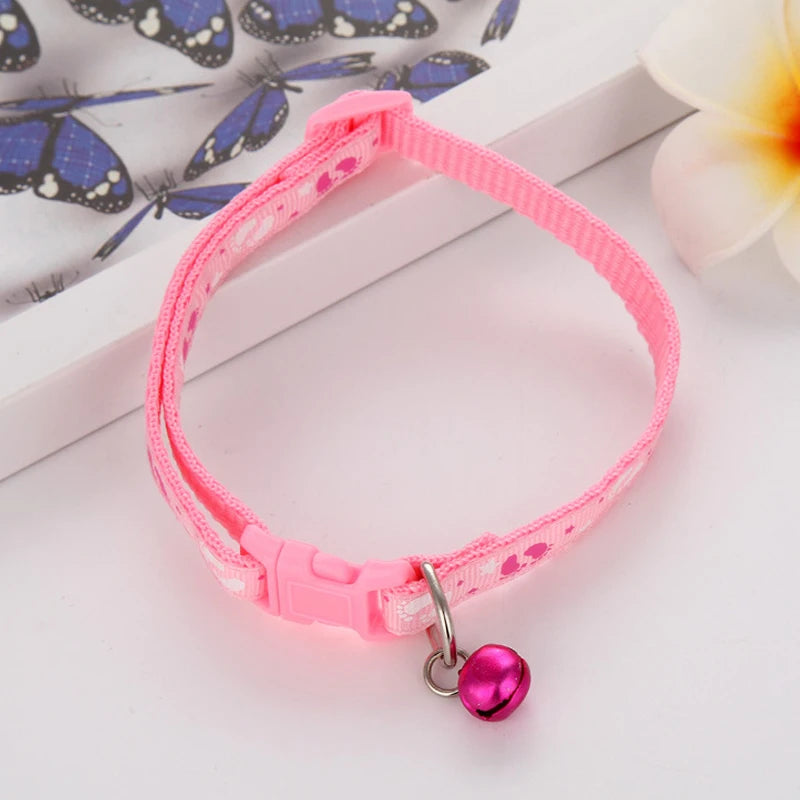 Adjustable Nylon Pet Collar with Bell – 19–32 cm Quick-Release Safety Collar for Dogs