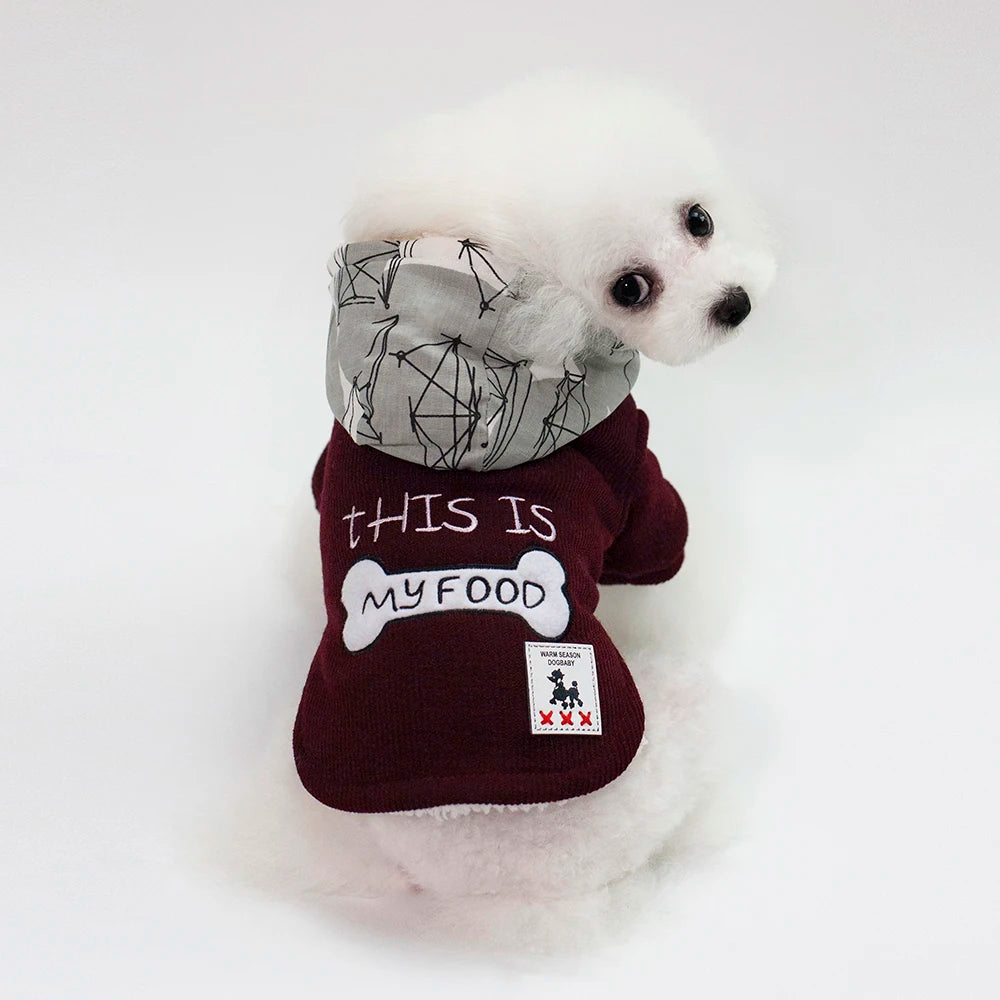 Brother Dog Cotton Winter Hooded Jacket – Warm Coat for Small Dogs
