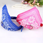 NONECN Dog Bandana Collar – Adjustable PU Leather Bib with Paisley