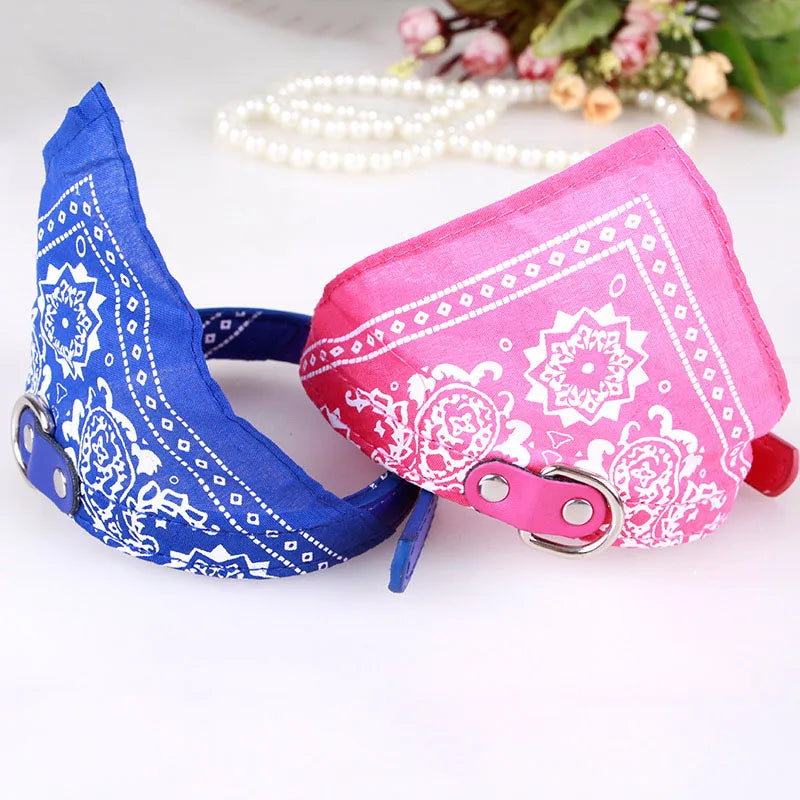 NONECN Dog Bandana Collar – Adjustable PU Leather Bib with Paisley