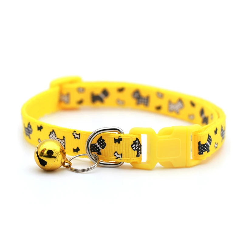 Adjustable Nylon Pet Collar with Bell – 19–32 cm Quick-Release Safety Collar for Dogs
