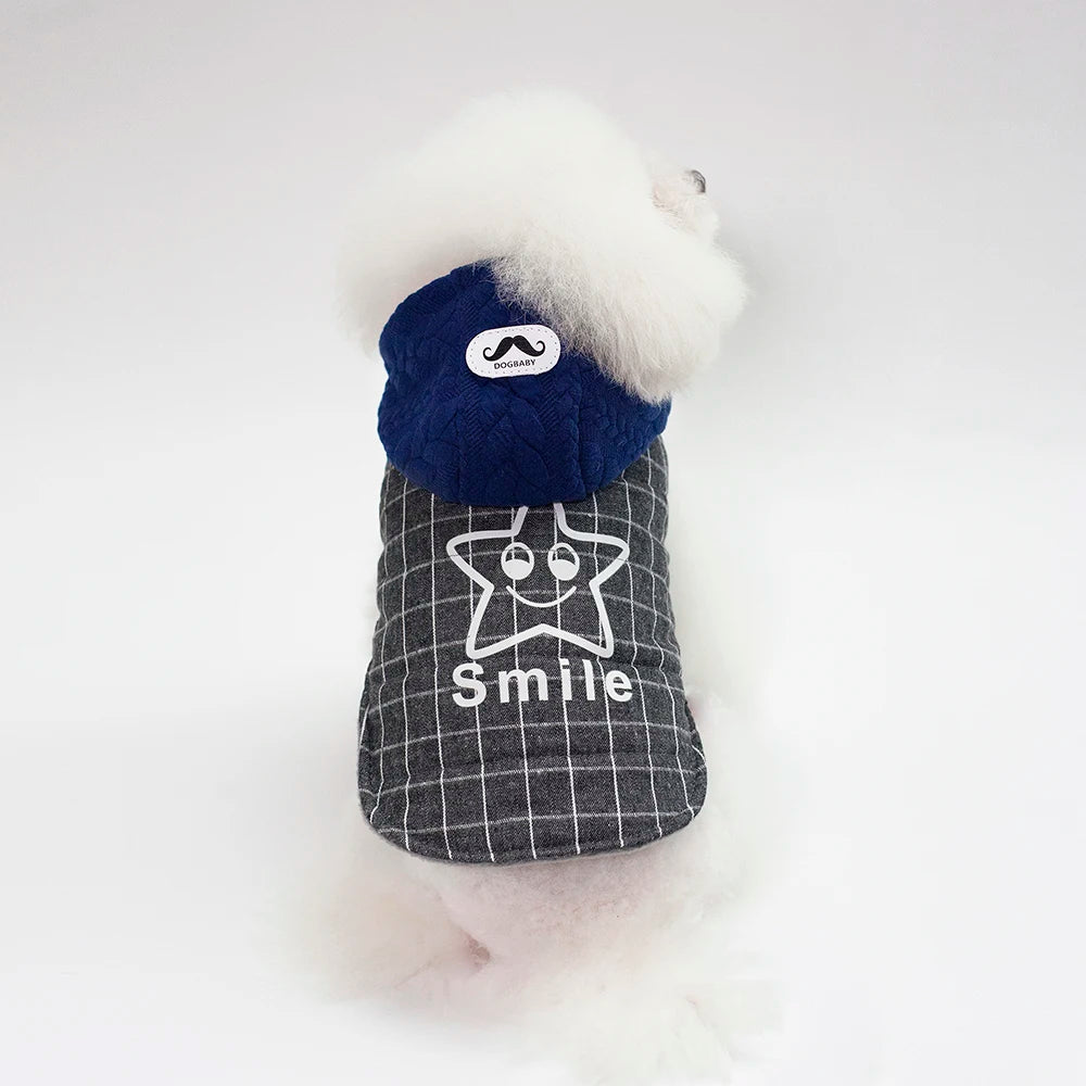 Brother Dog Cotton Winter Hooded Jacket – Warm Coat for Small Dogs