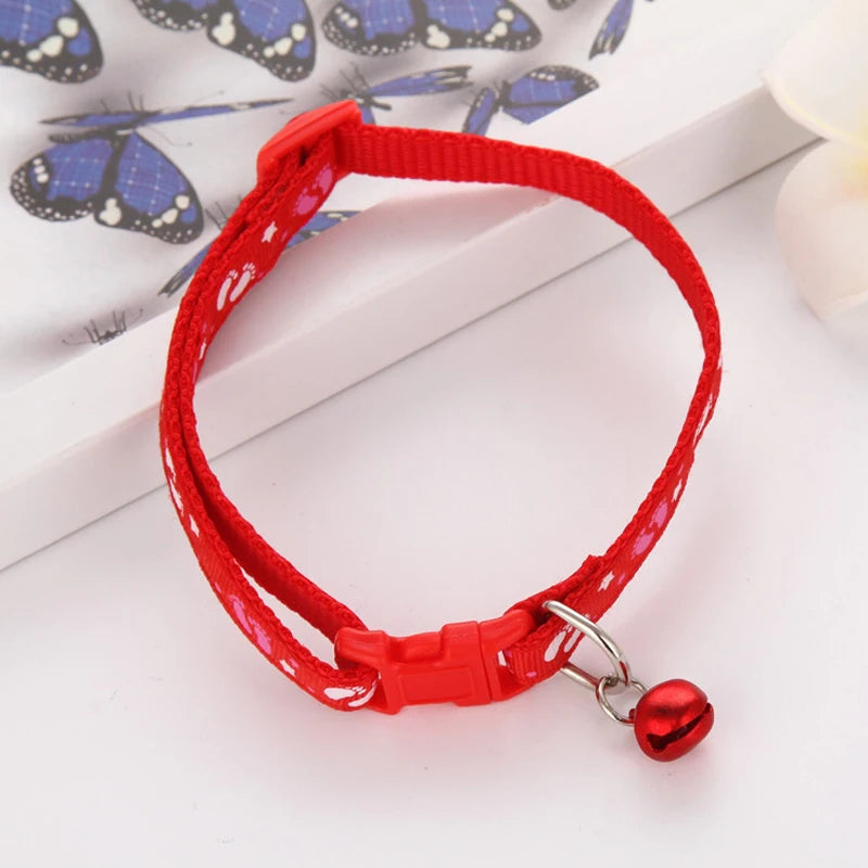 Adjustable Nylon Pet Collar with Bell – 19–32 cm Quick-Release Safety Collar for Dogs