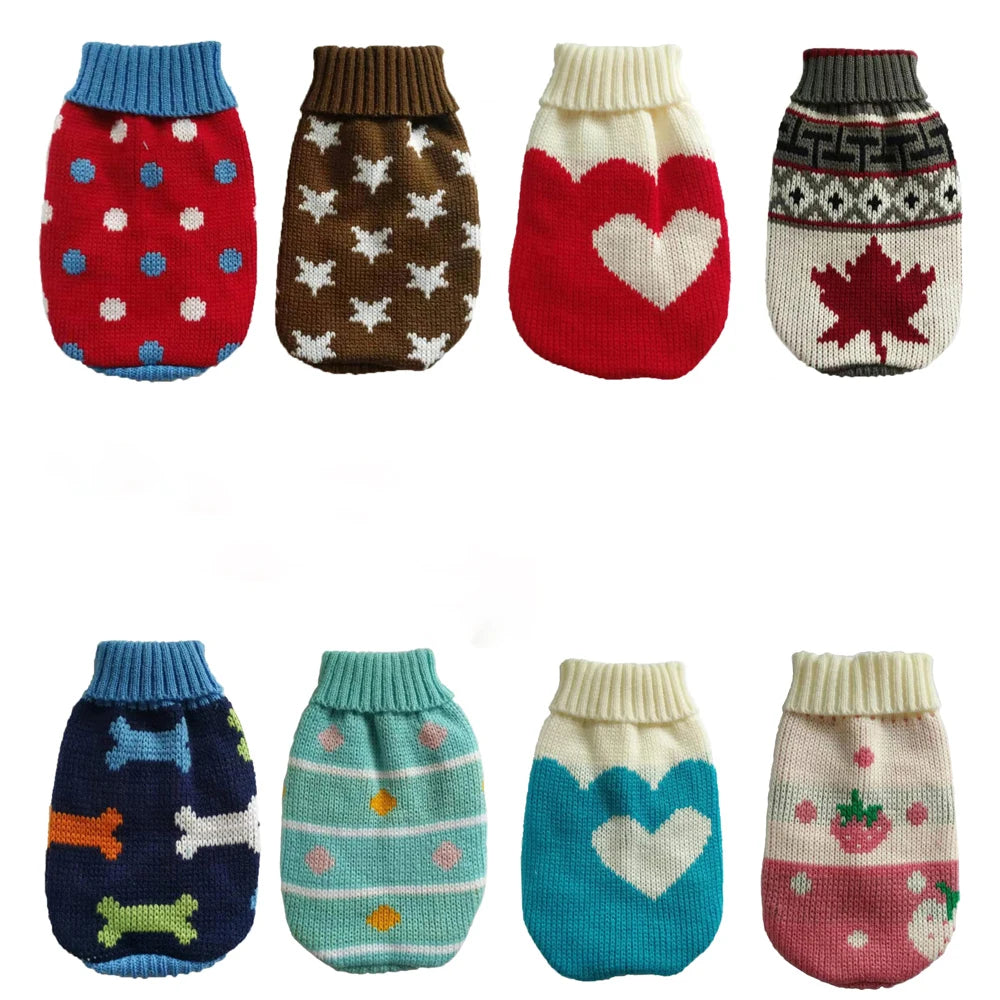 Warm Knitted Dog Sweater Coat – Colorful Winter Pullover