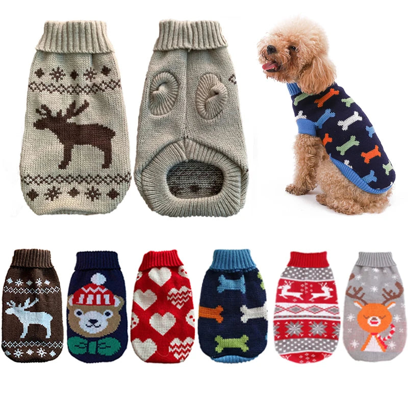 Warm Knitted Dog Sweater Coat – Colorful Winter Pullover