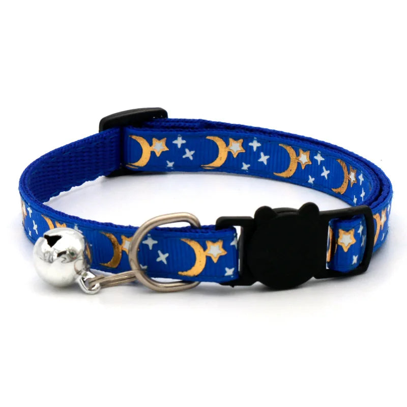 Star & Moon Cartoon Pet Collar – Reflective Breakaway with Bell