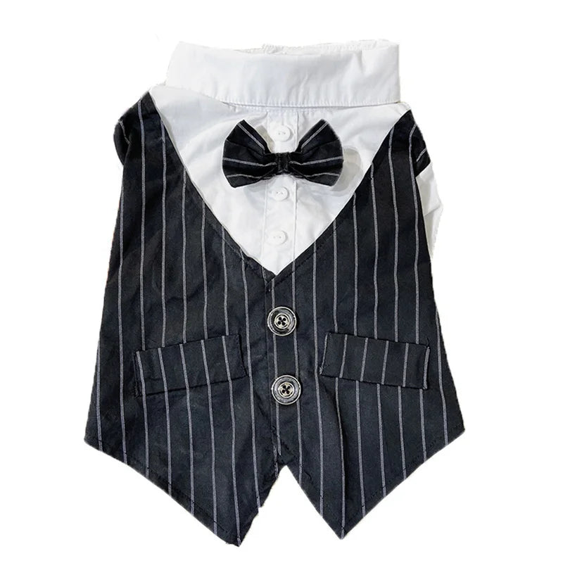 Dog Tuxedo Shirt with Bow Tie – Formal Wedding Outfit