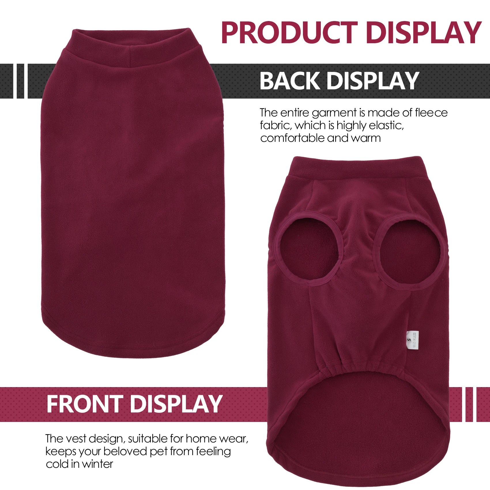 Fleece Dog Sweater – Stretchy Lightweight Pullover Coat