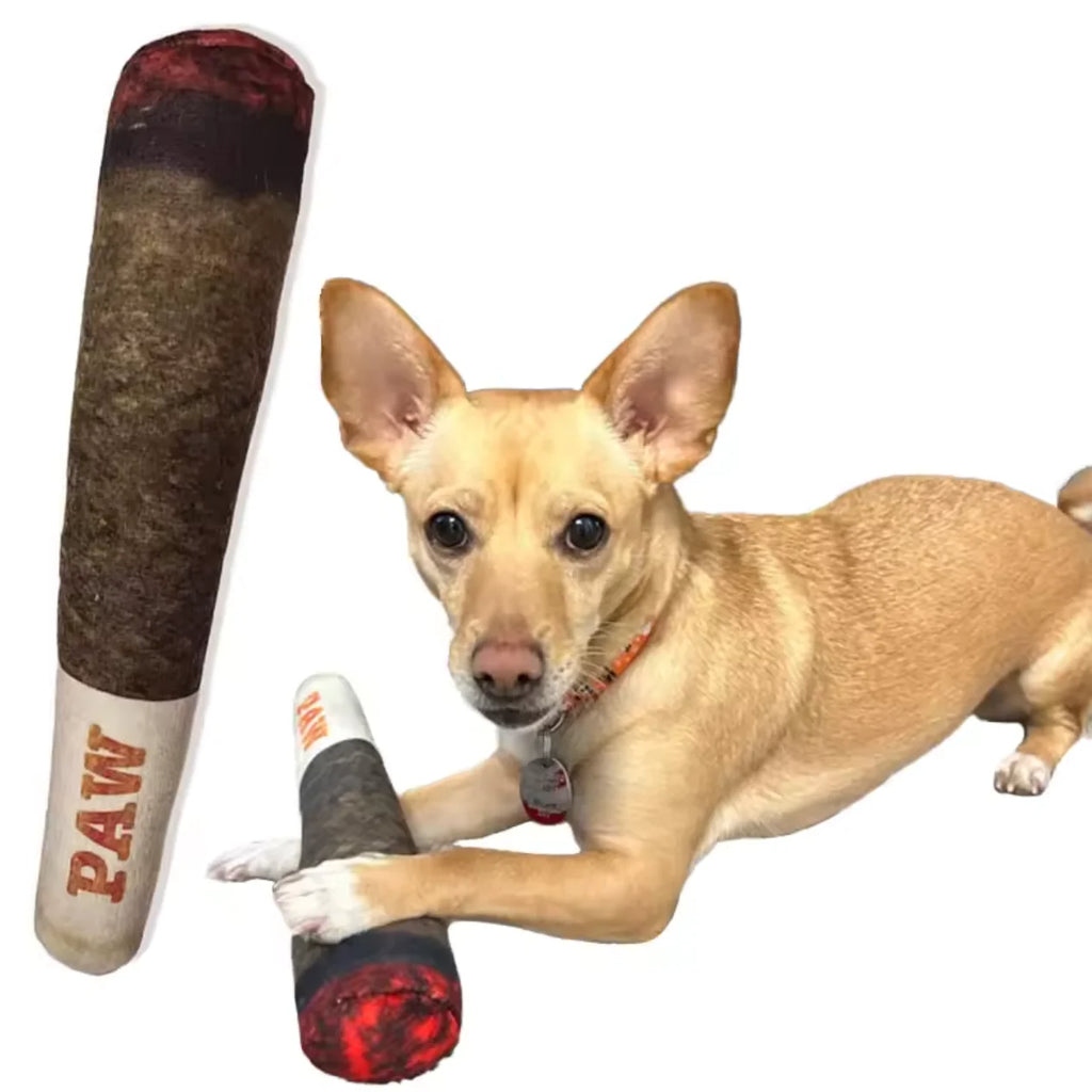 Cigar Design Plush Dog Toy — Funny Interactive Chew Toy for Small & Medium Dogs