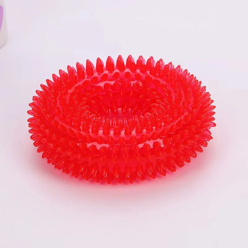 Squeaky Thorn Ring Dog Toy – TPR Rubber Dental Chew for Puppies & Teeth Cleaning