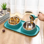 15° Tilted Double Dog Bowl – Stainless Steel Neck Protection Feeder