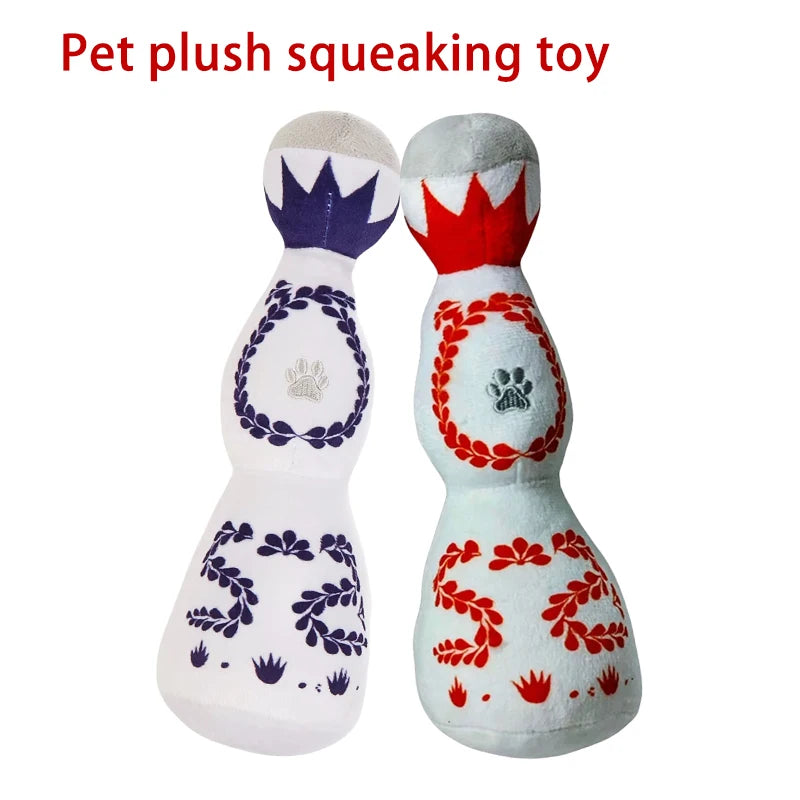Tequila Bottle Squeaky Dog Toy – Plush Interactive