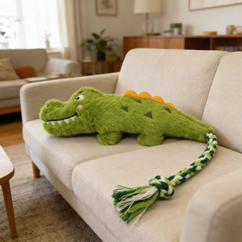 Crocodile Knotted Rope Toy – Indestructible Plush for Dogs