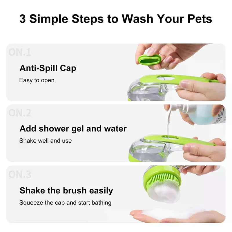 2025 2 In 1 Pet Bath Brush With Built In Shampoo Dispenser For Dogs Grooming Massage
