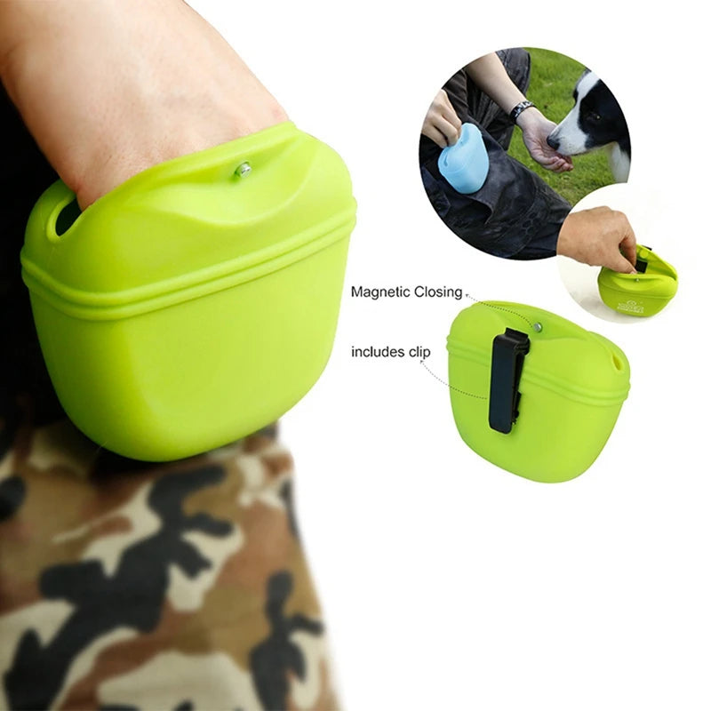 Silicone Dog Treat Training Pouch – Portable Magnetic Closure Waist Bag