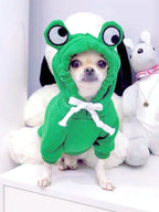 Frog Dog Hoodie Sweater – Green Cozy Pullover for Small Dogs