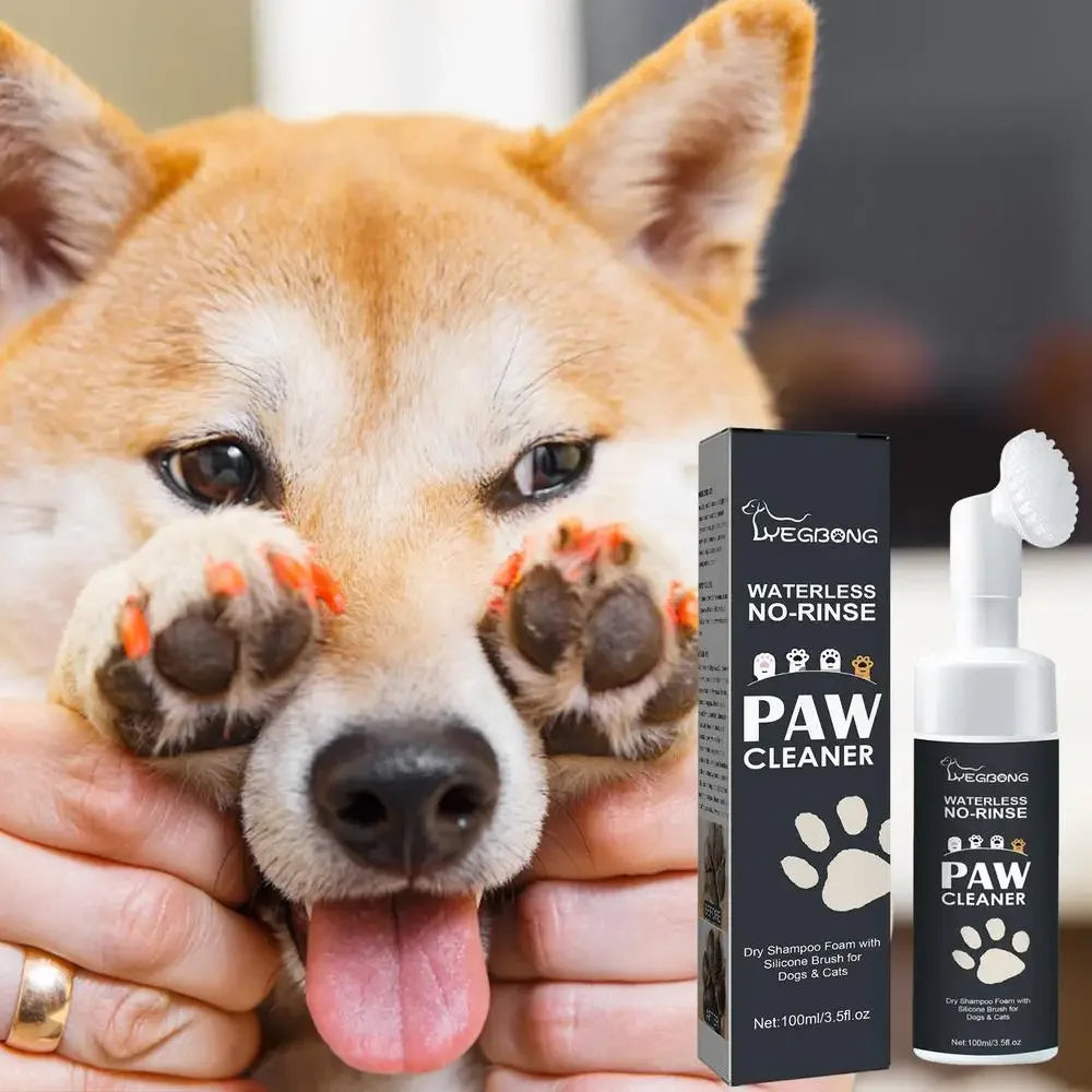 100ml Dog Paw Cleaner Foam – Waterless Rinse-Free Silicone Scrubber & Pet Paw Shampoo