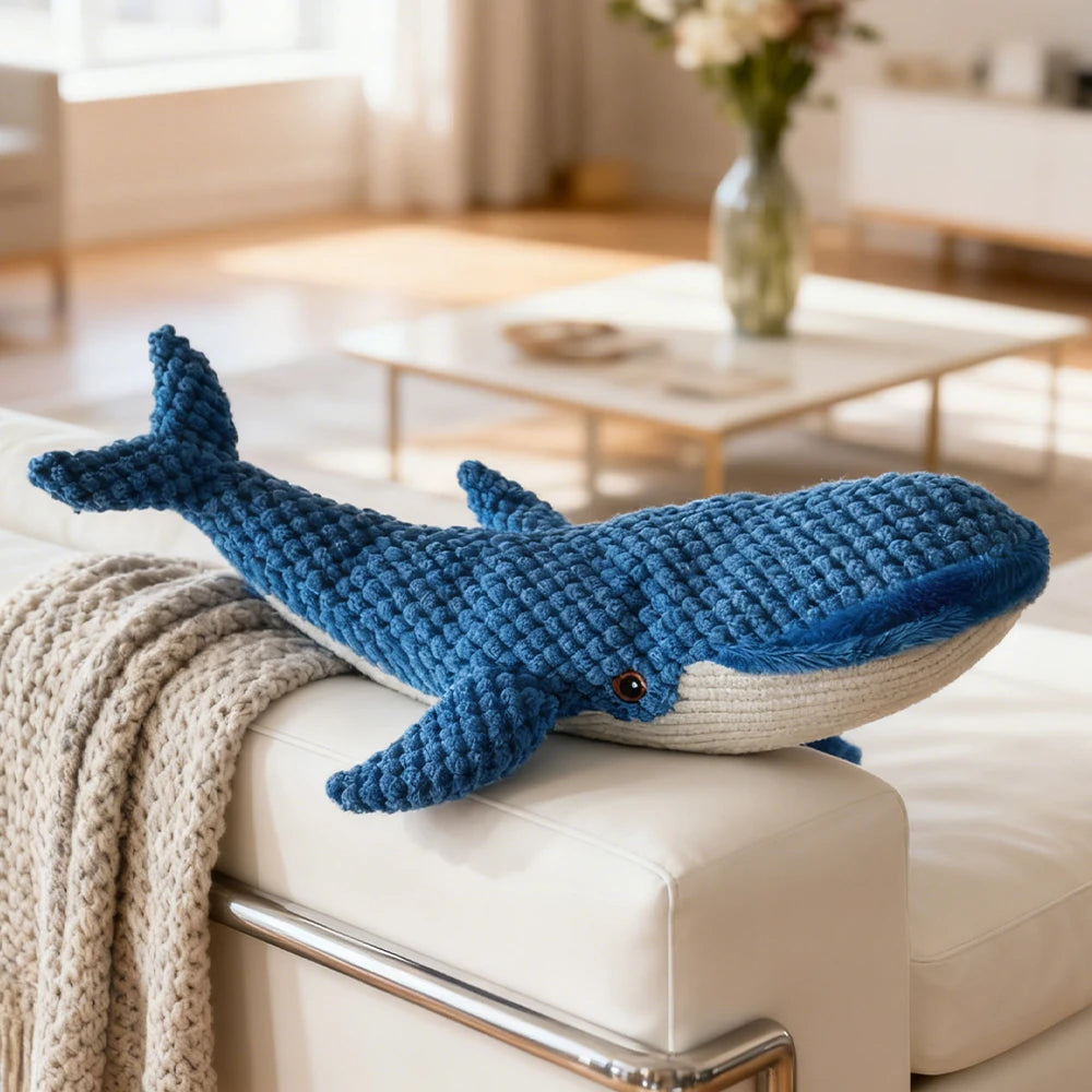 Whale Plush Dog Toy – Interactive Sound for All Sizes