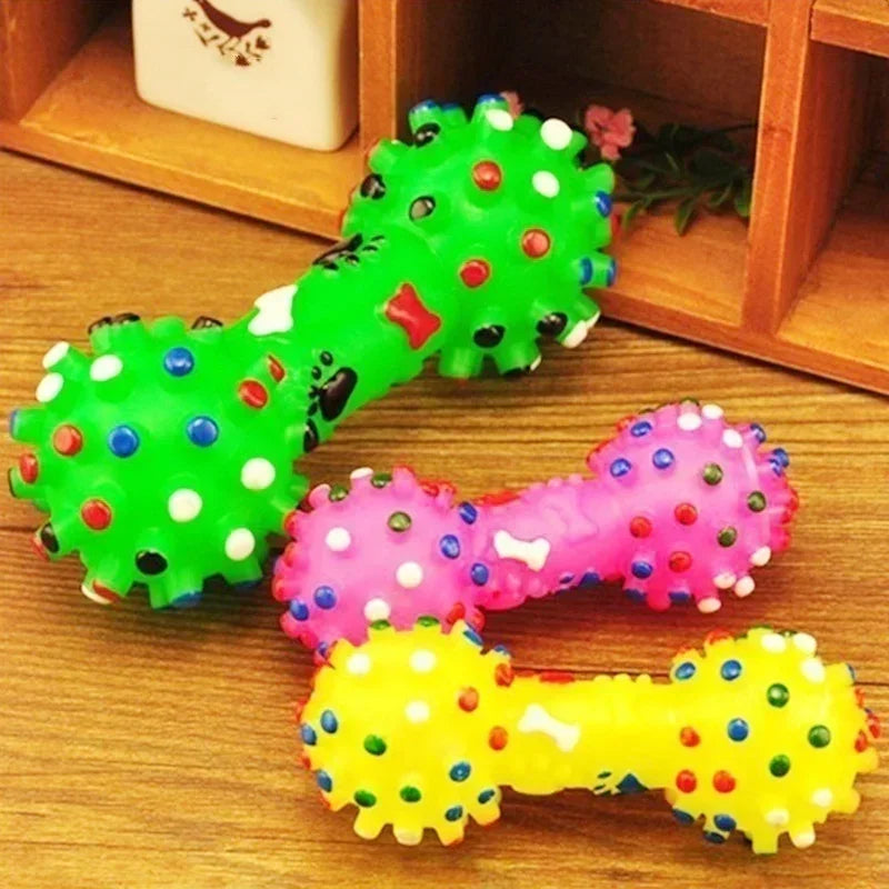 Squeaky Ball & Dumbbell Dog Toy - Teeth Grinding & Training for Large Dogs