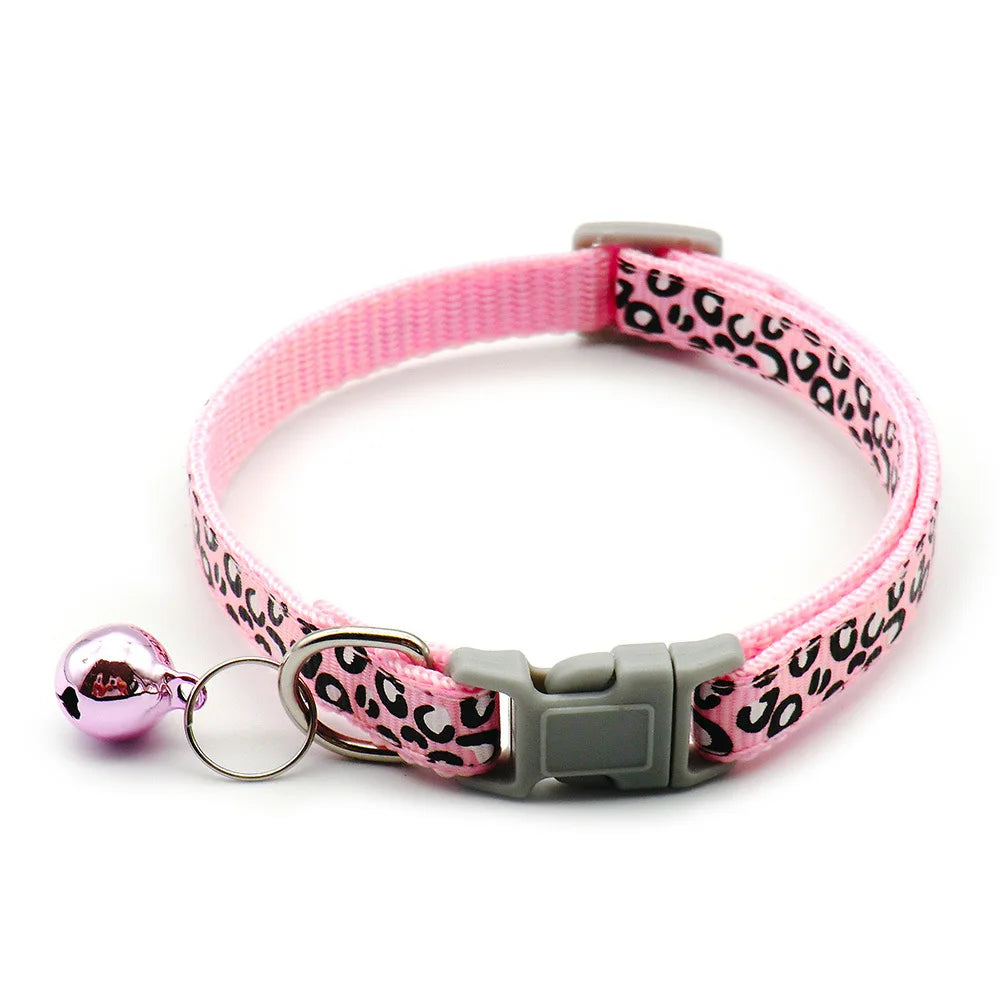 MOONBIFFY Leopard Dog Collar – Adjustable Breakaway with Bell