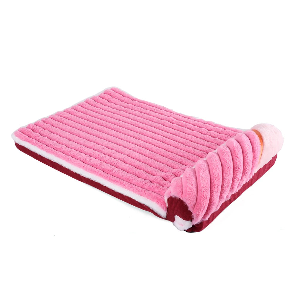 Comfortable Dog Sofa Bed – Winter Warm Elastic Cushion with Pillow for Small & Medium Dogs