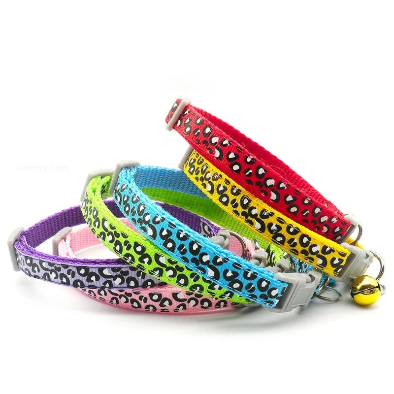 MOONBIFFY Leopard Dog Collar – Adjustable Breakaway with Bell