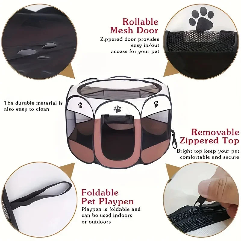 Foldable Dog Playpen – Portable Octagon Pen