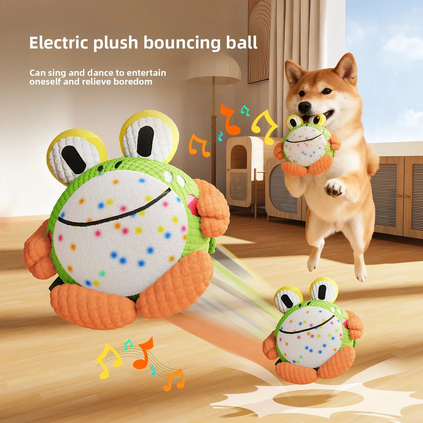 Electric Bouncing Dog Ball Toy – Interactive Squeaky Plush Chew Toy